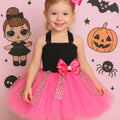 LOL Inspired Pink Tutu Dress with Leopard Ribbon & Oversized Bow Headband – Girls Birthday Party Outfit, Sizes 12M-14T