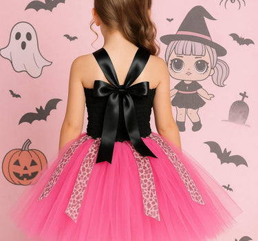 LOL Inspired Pink Tutu Dress with Leopard Ribbon & Oversized Bow Headband – Girls Birthday Party Outfit, Sizes 12M-14T