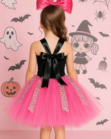 LOL Inspired Pink Tutu Dress with Leopard Ribbon & Oversized Bow Headband – Girls Birthday Party Outfit, Sizes 12M-14T
