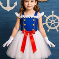 Girls Navy Captain Tutu Dress Costume: Hat & Gloves Set