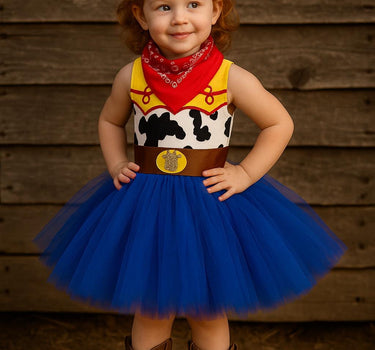 Jessie Cowgirl Tutu Dress | Toy Inspired Birthday Outfit | Western Costume with Bandana & Mouse Ears Headband