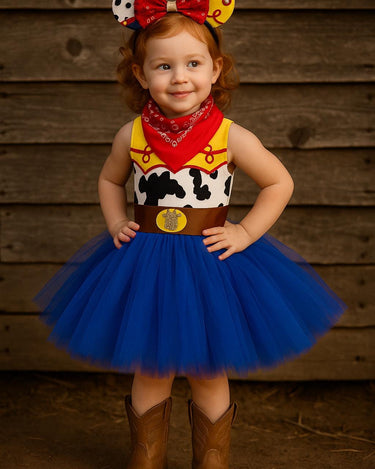 Jessie Cowgirl Tutu Dress | Toy Inspired Birthday Outfit | Western Costume with Bandana & Mouse Ears Headband