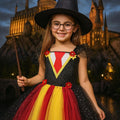 Harry Potter Inspired Tutu Dress | Wizard Costume with Hat, Wand & Glasses | Hogwarts Birthday and Halloween Outfit for Girls