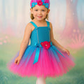 Trolls Inspired Tutu Dress | Poppy Costume with Matching Troll Hair Headband | Girls Birthday & Halloween Outfit