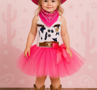 Pink Cowgirl Tutu Dress | Western Birthday Outfit with Bandana and Hat | Girls Rodeo, Dress-Up and Halloween Costume