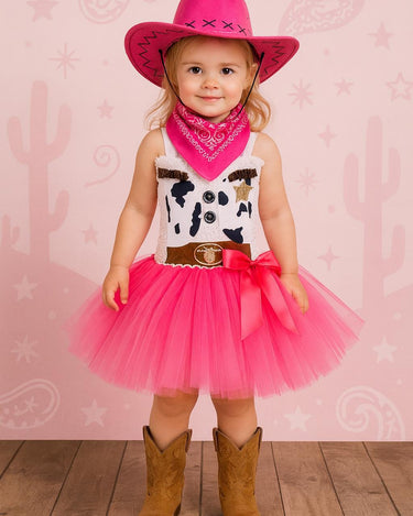 Pink Cowgirl Tutu Dress | Western Birthday Outfit with Bandana and Hat | Girls Rodeo, Dress-Up and Halloween Costume