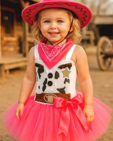 Pink Cowgirl Tutu Dress | Western Birthday Outfit with Bandana and Hat | Girls Rodeo, Dress-Up and Halloween Costume