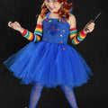 Chucky Inspired Tutu Costume: Good Guys Dress, Socks, Arm Warmers & Knife Prop
