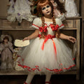 Annabelle Inspired Tutu Dress: Creepy Doll Halloween Costume with Red Bows