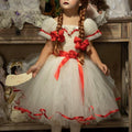 Annabelle Inspired Tutu Dress: Creepy Doll Halloween Costume with Red Bows