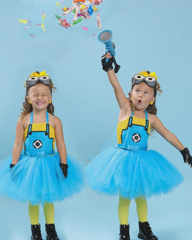 Minion Tutu Dress Costume: Goggles & Yellow Hair Bows