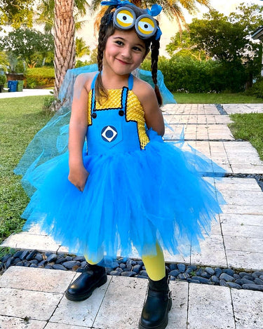 Minion Tutu Dress Costume: Goggles & Yellow Hair Bows