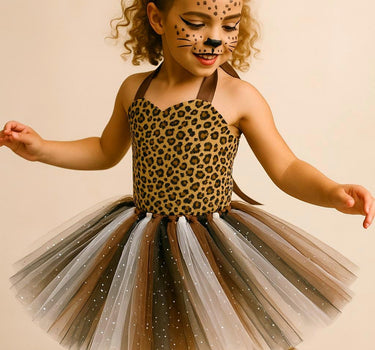 Cheetah Tutu Dress Costume: Ears Headband & Tail - Safari Outfit