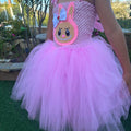 Labubu Tutu Dress with Ear Headband | Girls Pink Tulle Costume Birthday Outfit | Labubu Party Dress Halloween Cosplay Size 1T-14