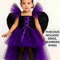 Maleficent Inspired Tutu Dress: Villain Costume with Horns & Wings
