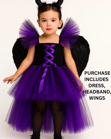 Maleficent Inspired Tutu Dress: Villain Costume with Horns & Wings