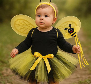 Baby Bee Tutu Costume Set: Wings, Wand & Headband - Halloween Outfit
