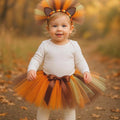 Lion Tutu Costume: Tulle Mane Headband, Baby Toddler Safari Outfit