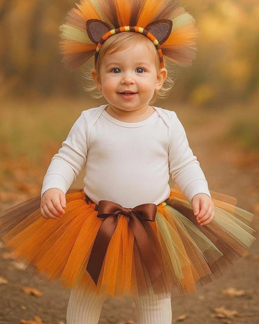 Lion Tutu Costume: Tulle Mane Headband, Baby Toddler Safari Outfit