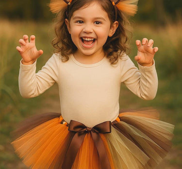 Lion Tutu Costume: Tulle Mane Headband, Baby Toddler Safari Outfit