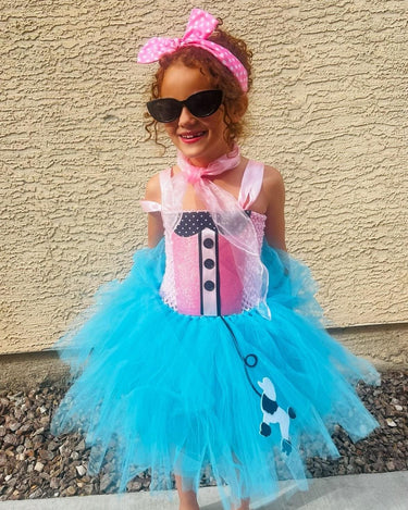 Girls 50s Poodle Skirt Tutu Costume: Retro Sock Hop Outfit