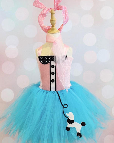Girls 50s Poodle Skirt Tutu Costume: Retro Sock Hop Outfit