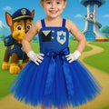 Girls Chase Patrol Tutu Dress with Police Hat & Gloves | Blue Police Officer Costume Birthday Outfit