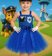 Girls Chase Patrol Tutu Dress with Police Hat & Gloves | Blue Police Officer Costume Birthday Outfit