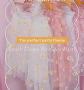 White Daisy First Birthday Dress with Matching “One” Party Crown – Baby Girl Outfit for Cake Smash & Photos