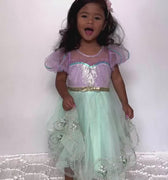 Mermaid Princess Dress – Ariel-Inspired Seafoam Tulle Birthday Gown for Girls