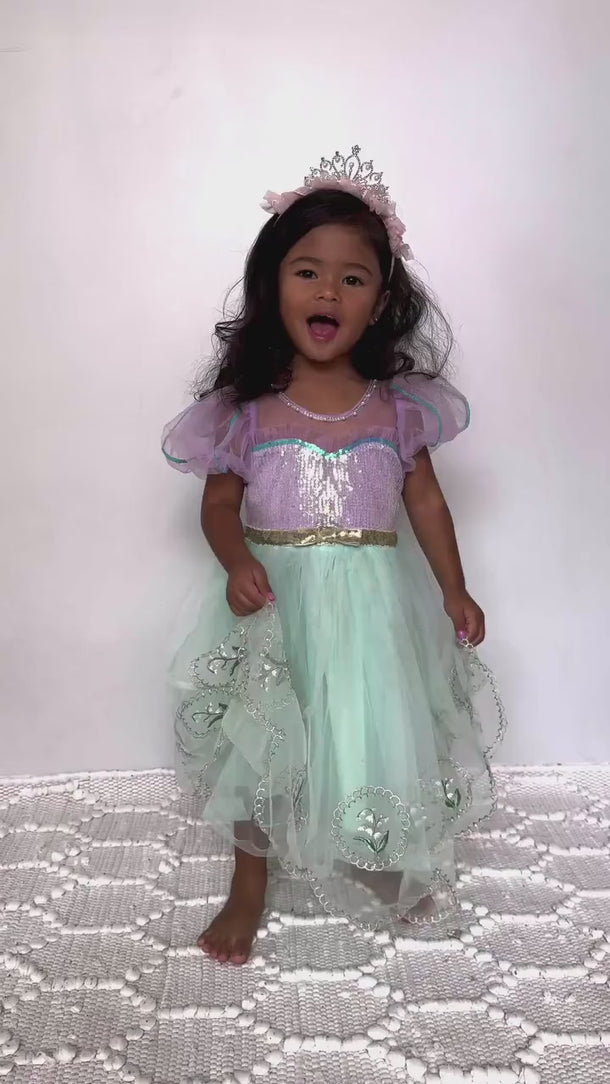 Mermaid Princess Dress – Ariel-Inspired Seafoam Tulle Birthday Gown for Girls