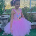 Labubu Tutu Dress with Ear Headband | Girls Pink Tulle Costume Birthday Outfit | Labubu Party Dress Halloween Cosplay Size 1T-14