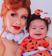 Flintstones-Inspired Toddler Costume Dress Set – Pebbles & Bamm-Bamm Style with Matching Headbands