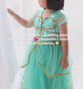 Genie Princess Dress – Jasmine-Inspired Teal & Gold Birthday Party Costume